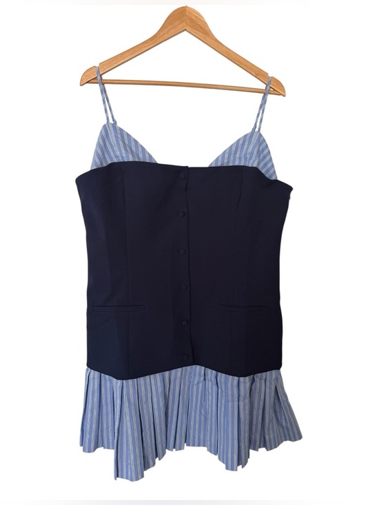 ANTHROPOLOGIE Maeve Sleeveless Peekaboo Twofer Mini Dress Navy Size XL NEW - Picture 6 of 10